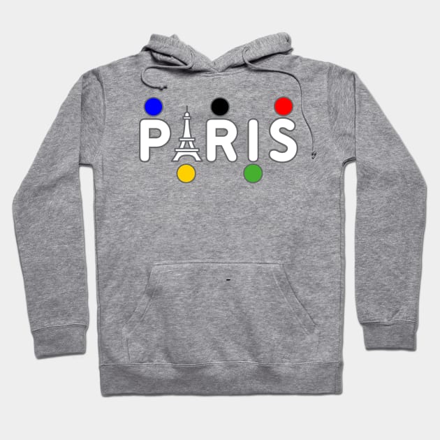 Paris White   color Olympic rings Hoodie by Nicostore